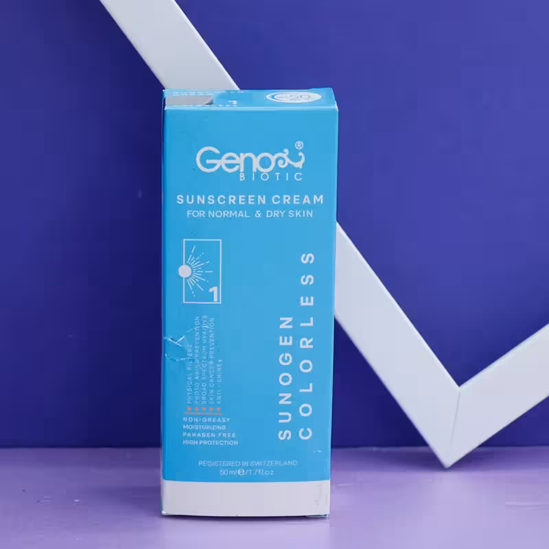 عمده فروشی کرم ضد آفتاب ژنوبایوتیک شماره 2 بی رنگ SPF50 مناسب پوست های خشک و معمولی 50میل 92226