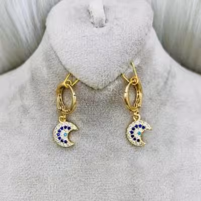 گوشواره آویز طرح ماه دورنگ