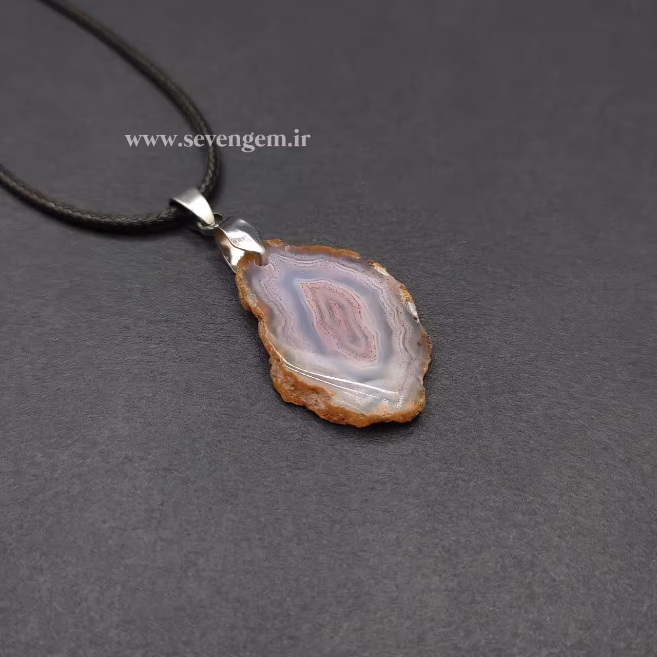 گردنبند اسلایس عقیق سلیمانی (کد764)