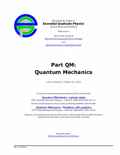 خرید و دانلود نسخه کامل کتاب Essential Graduate Physics - Quantum Mechanics