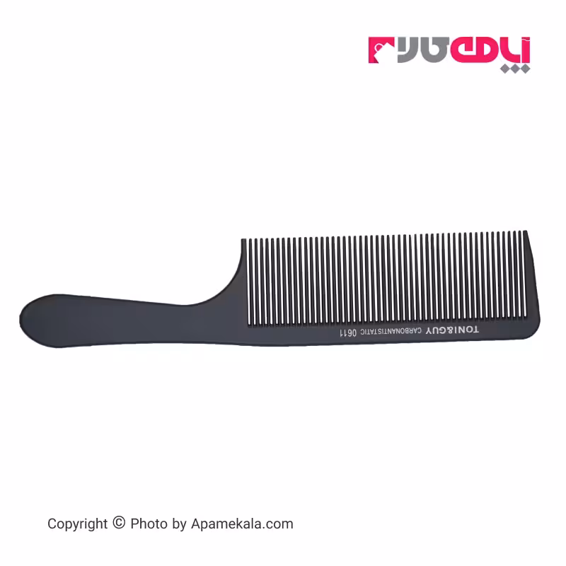 شانه مو دسته دار دندانه ریز تونی اند گای مدل 0611 CarbonAntistatic رنگ مشکی |  Toni & Guy