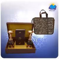 گلستان و بوستان سعدی پالتويی چرم با دو گلدان الماس تراش 16 با ساک ترمه هدیه(كد 90159)