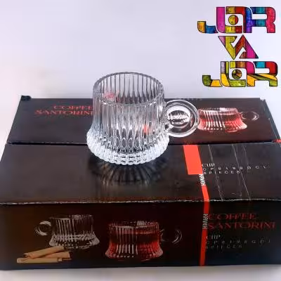 فنجان شات قهوه خوری سانتورینی سفید شفاف 6 عددی