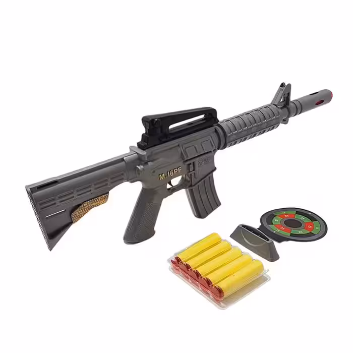 مجموعه تفنگ ام 16 پی اف متالیک کیفی هفت تیر طلایی 36