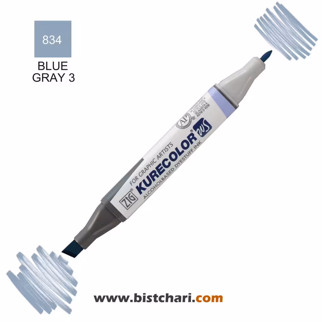 ماژیک راندو دو سر مدل Zig کد 834 (Blue Gray 3) برند کیورکالر KureColor