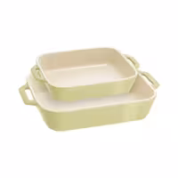 ست دو عددی ظرف فر سرامیک استاب رنگ سبز روشن | ظروف سرامیکی مقاوم در برابر حرارت تا 250 درجه | مناسب برای پخت و پز و سرو غذا | طرح مدرن و شیک | کیفیت ساخت بالا