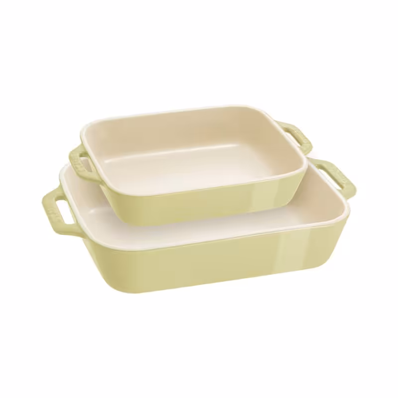 ست دو عددی ظرف فر سرامیک استاب رنگ سبز روشن | ظروف سرامیکی مقاوم در برابر حرارت تا 250 درجه | مناسب برای پخت و پز و سرو غذا | طرح مدرن و شیک | کیفیت ساخت بالا