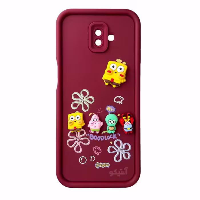 قاب Solid عروسکی طرح خانواده باب اسفنجی مناسب برای Samsung J6 Plus-زرشکی