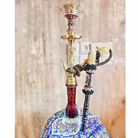 قلیان برنجی شمش یک مرتبه، سوپاپ بلند، لبی تمام پلی استر، گارانتی 5 ساله