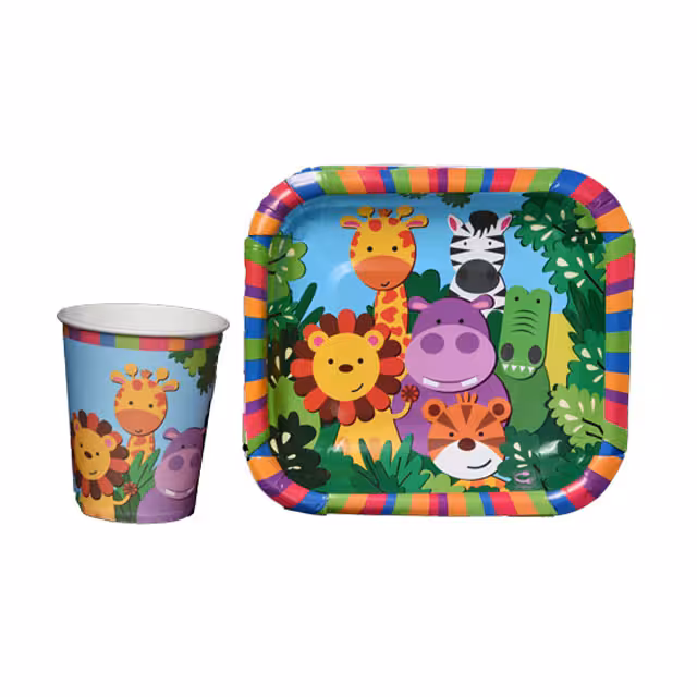 تم تولد پک بشقاب و لیوان مدل جنگل حیوانات 20 عددی