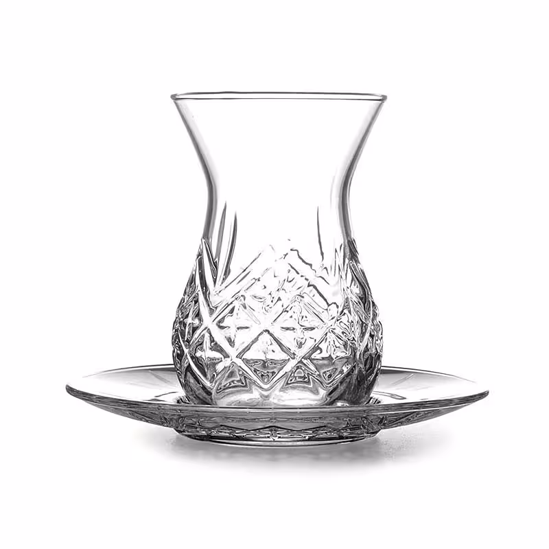 استکان و نعلبکی پاشاباغچه مدل تایملس کد 96992 ست 12 پارچه