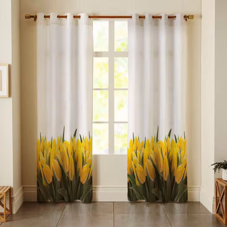 پرده چاپی لاله های زرد کد A460