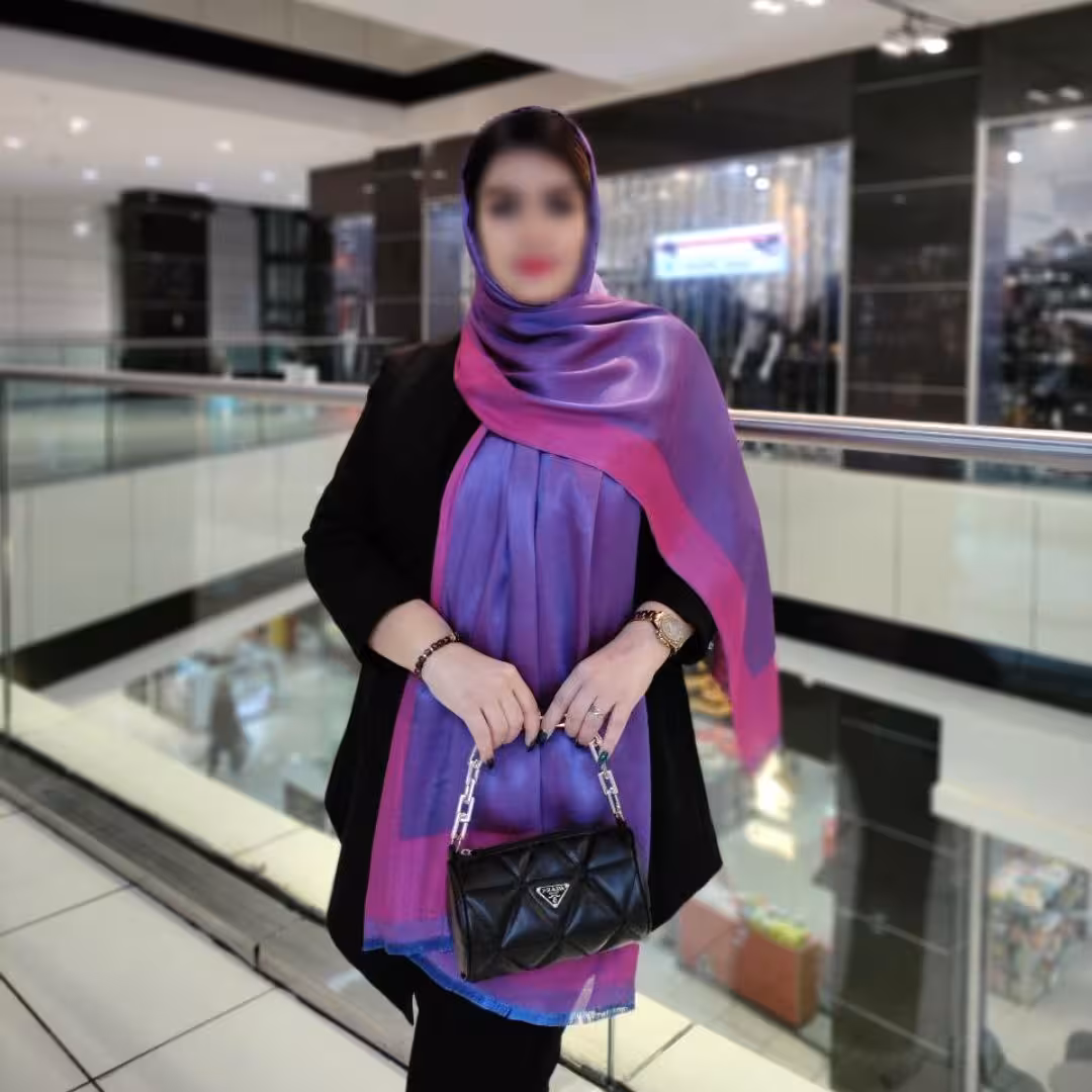شال بامبو دورو ارسال رایگان ریشه پرزی و دور دوخت  رنگ بنفش سرخابی
