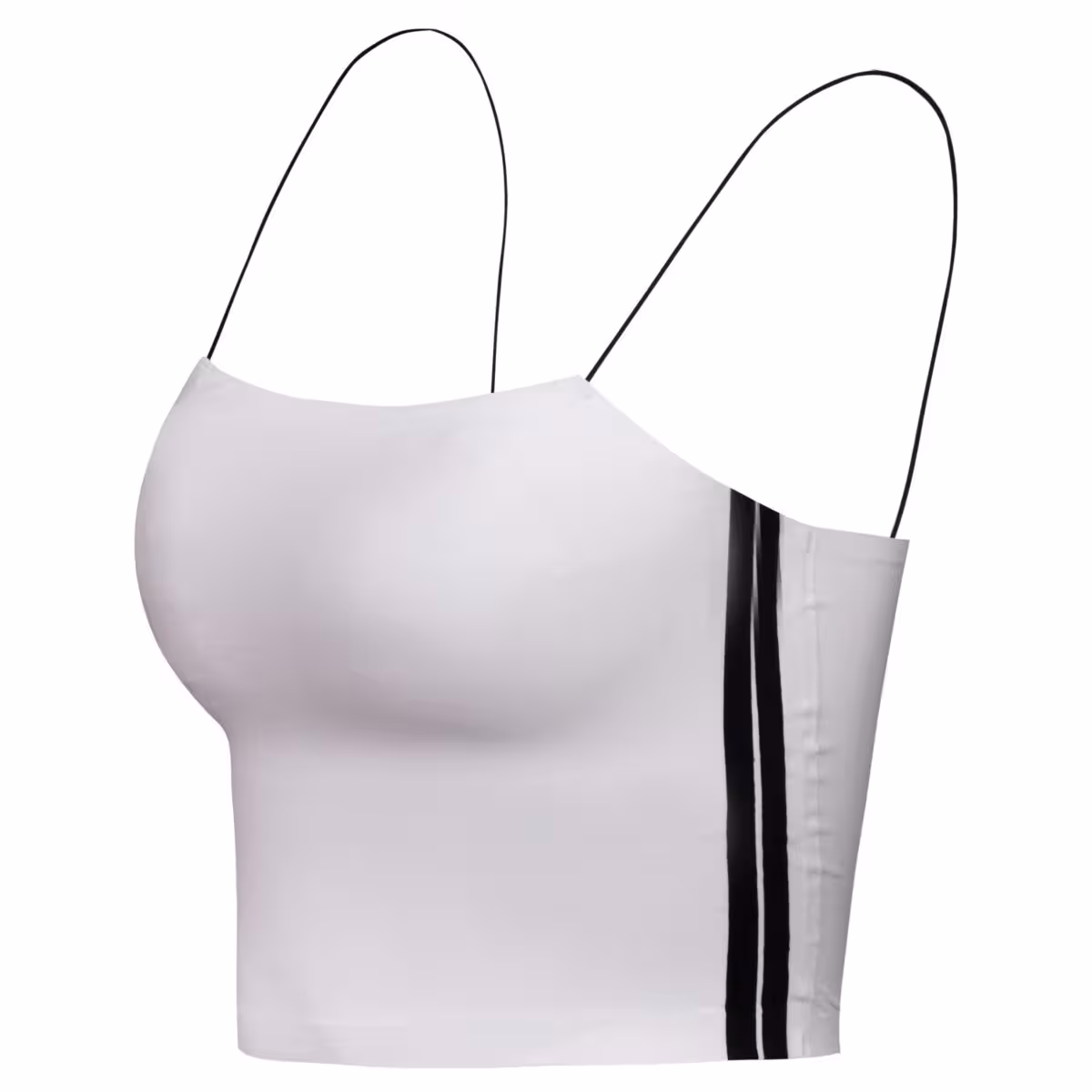 نیم تنه پددار ورزشی زنانه لیزری سفید مدل بغل خط دار کد 4748