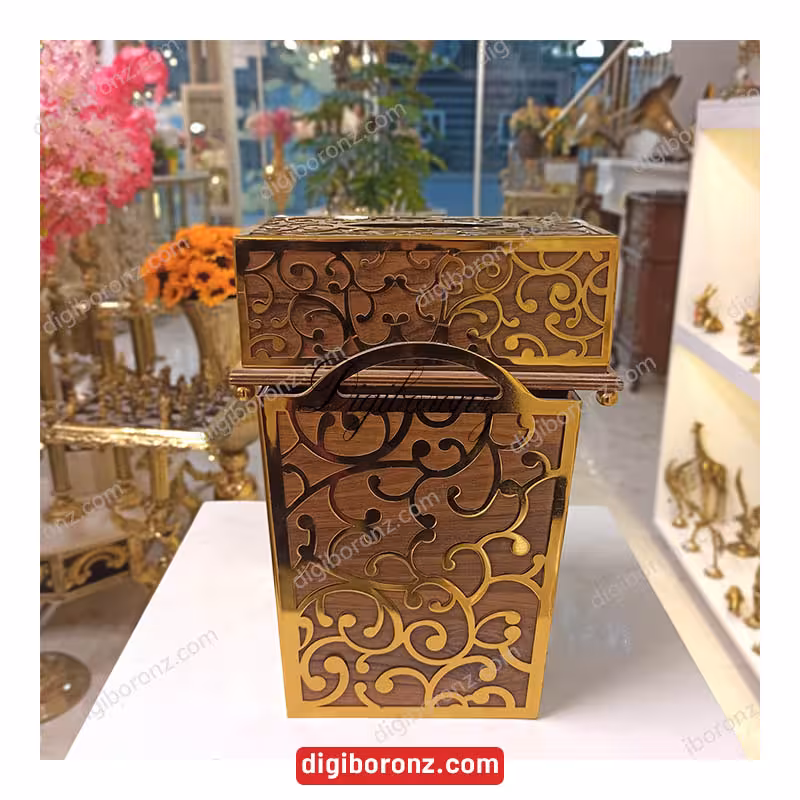 سطل وجادستمالی برنجی برنزی ترنج طلایی