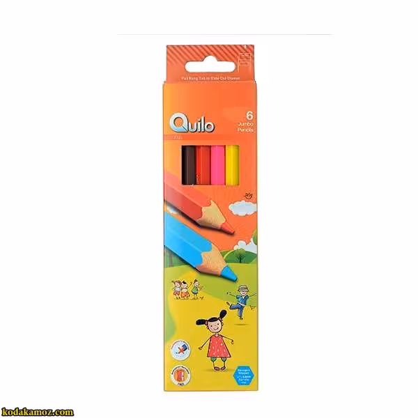 مداد رنگی 6 رنگ مقوایی جامبو کویلو