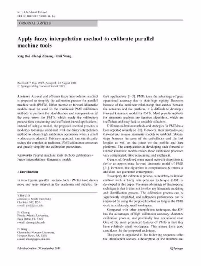 خرید و دانلود نسخه کامل کتاب Apply fuzzy interpolation method to calibrate parallel