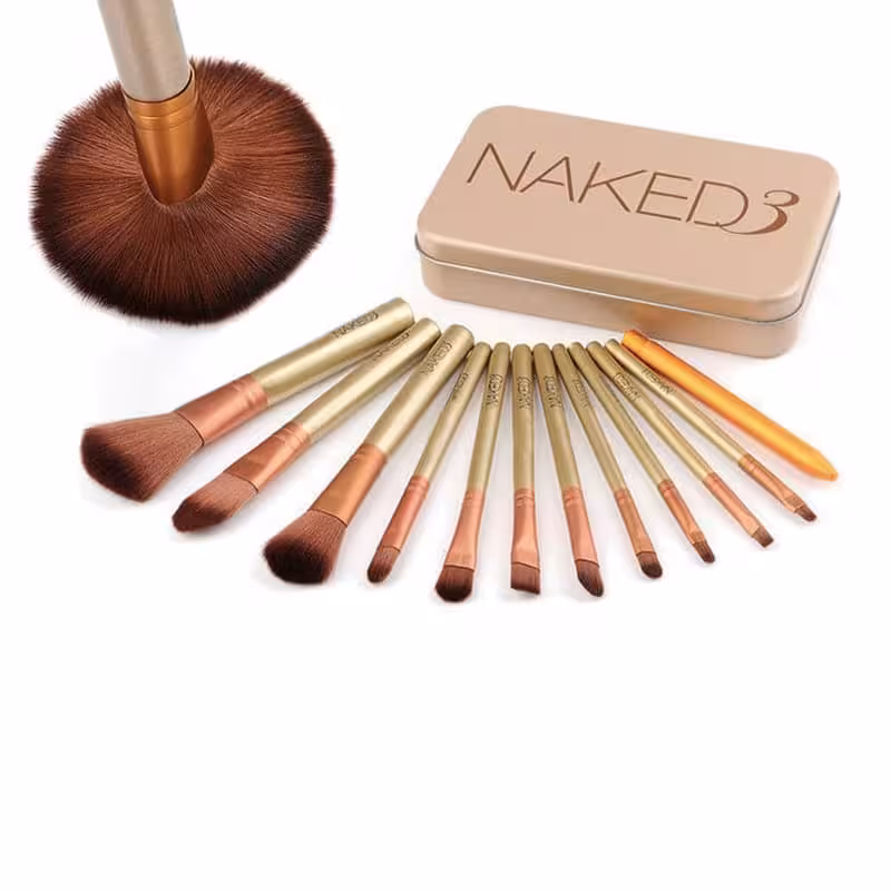 ست براش آرایشی 12 عددی ناکد یا نیکد 3 جعبه فلزی naked3