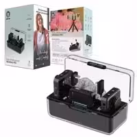 میکروفن یقه ای حرفه ای بیسیم شارژی 2عددی بهمراه کیس شیشه ای شارژ Green Lion GLM-Pro 7hr