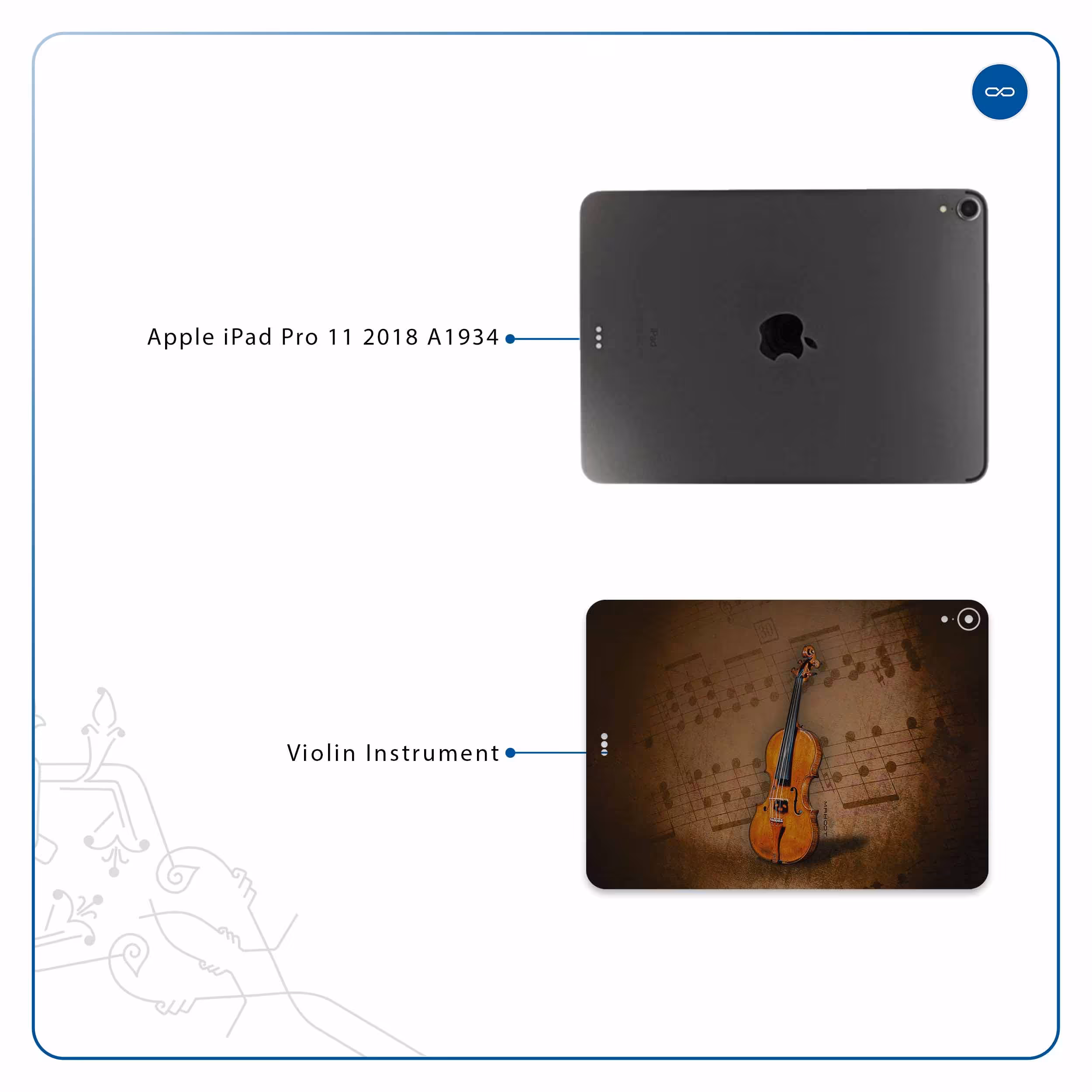 برچسب پوششی ماهوت مدل Violin-Instrument مناسب برای تبلت اپل iPad Pro 11 2018 A1934