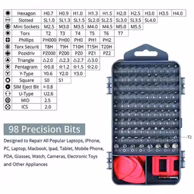 پیچ گوشتی و سری پیچ گوشتی مدل 115IN1 مجموعه 115 عددی