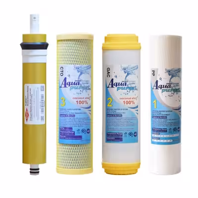 فیلتر دستگاه تصفیه آب آکوا پیورست مدل GOLDEN-DOW 06 مجموعه 5 عددی به همراه فیلتر فیلمتک مدل گلد 75G