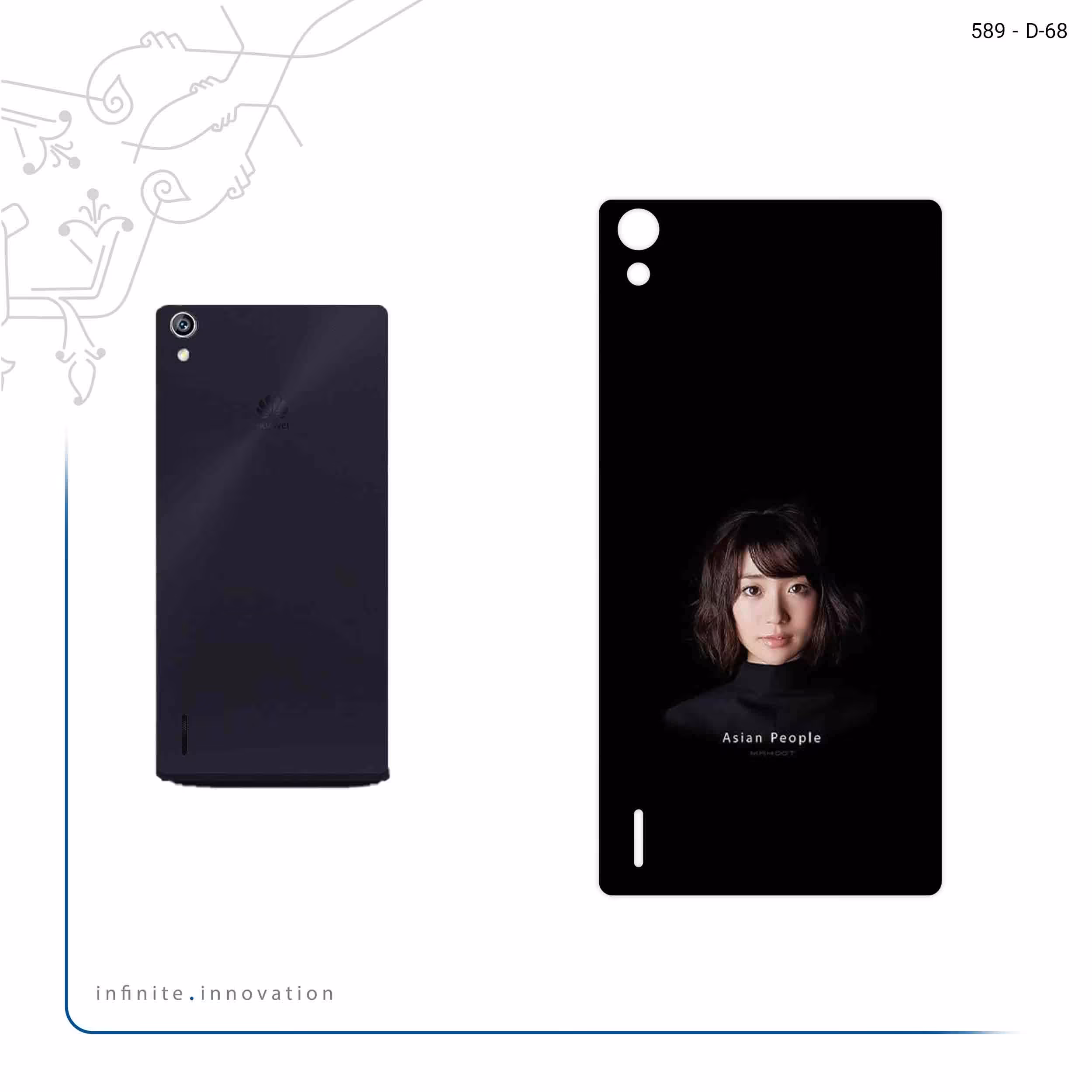 برچسب پوششی ماهوت مدل Portrait of an Asian Woman مناسب برای گوشی موبایل هوآوی Ascend P7