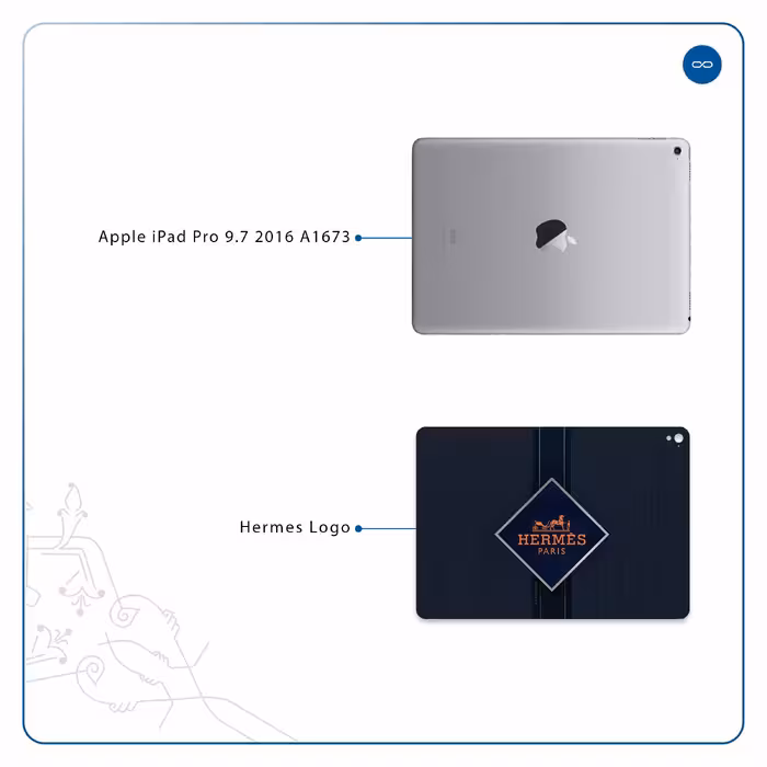 برچسب پوششی ماهوت مدل Hermes-Logo مناسب برای تبلت اپل iPad Pro 9.7 2016 A1673