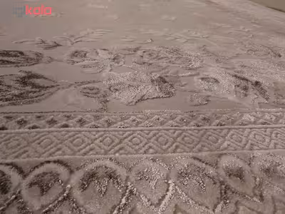 فرش ماشینی زمرد مشهد طرح 1913 زمینه بژ