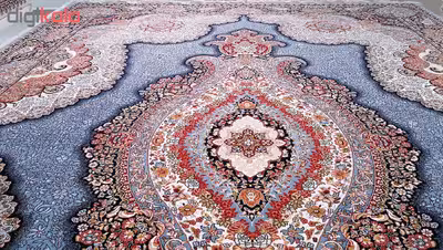 فرش ماشینی زمرد مشهد مدل یاس زمینه آبی