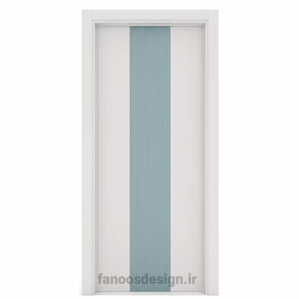 درب مدرن سفید با نوار ریب‌دار آبی کد 30559