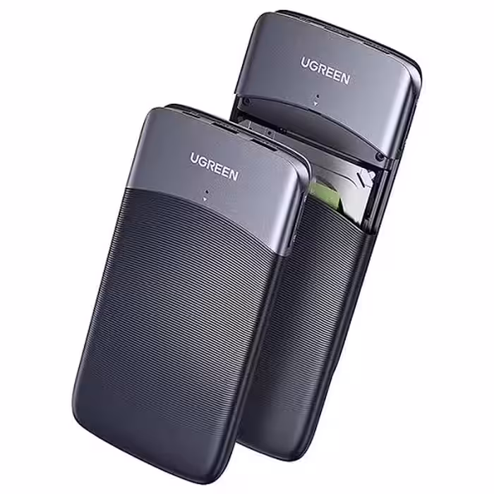 باکس هارد 2.5 اینچ USB 3.1 یوگرین مدل 60620-CM529 همراه درگاه کارت حافظه و هاب با کابل رابط USB-C به USB-A و USB-C