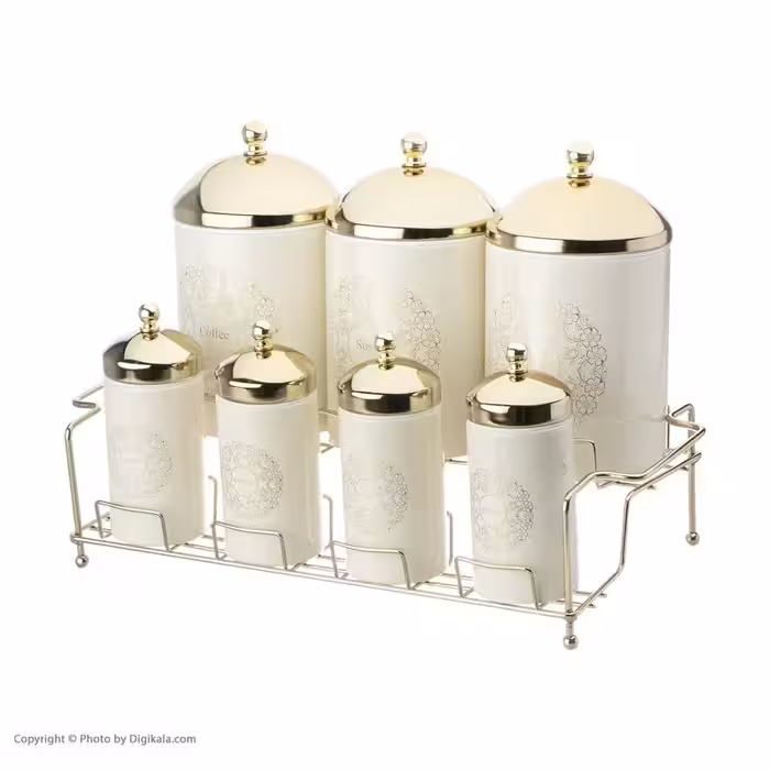 ادویه پاسماوری 7پارچه برند SumSet طرح گاردنیا ، کرم طلایی