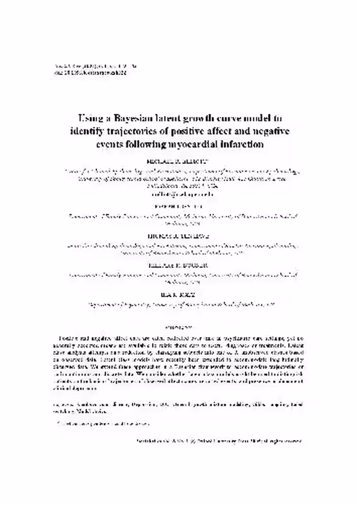 خرید و دانلود نسخه کامل کتاب Using a Bayesian latent growth curve model to identify trajectories of positive affect and negative events following myocardial infarction