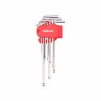 ست آلن 9 عددی شش پر بلند توسن ته گرد آلیاژ S2 سایز 10-1.5 م م با کد: T4181