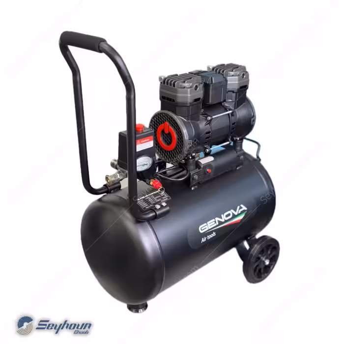 کمپرسور باد 50 لیتری بدون روغن سایلنت 1390 وات 8 بار برند جنووا GENOVA 2-1390BF50