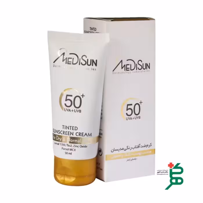 کرم ضد آفتاب رنگی مدیسان SPF50 پوست خشک و معمولی