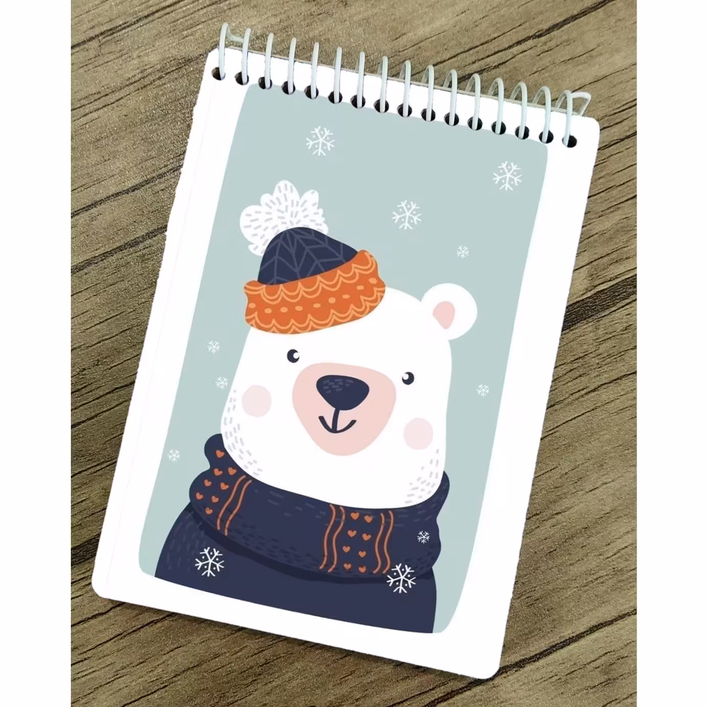 دفتر  فانتزی با کاغذ کرافت طرح خرس قطبی و زمستان  ملزومات بولت ژورنال و اسکریپ بوک