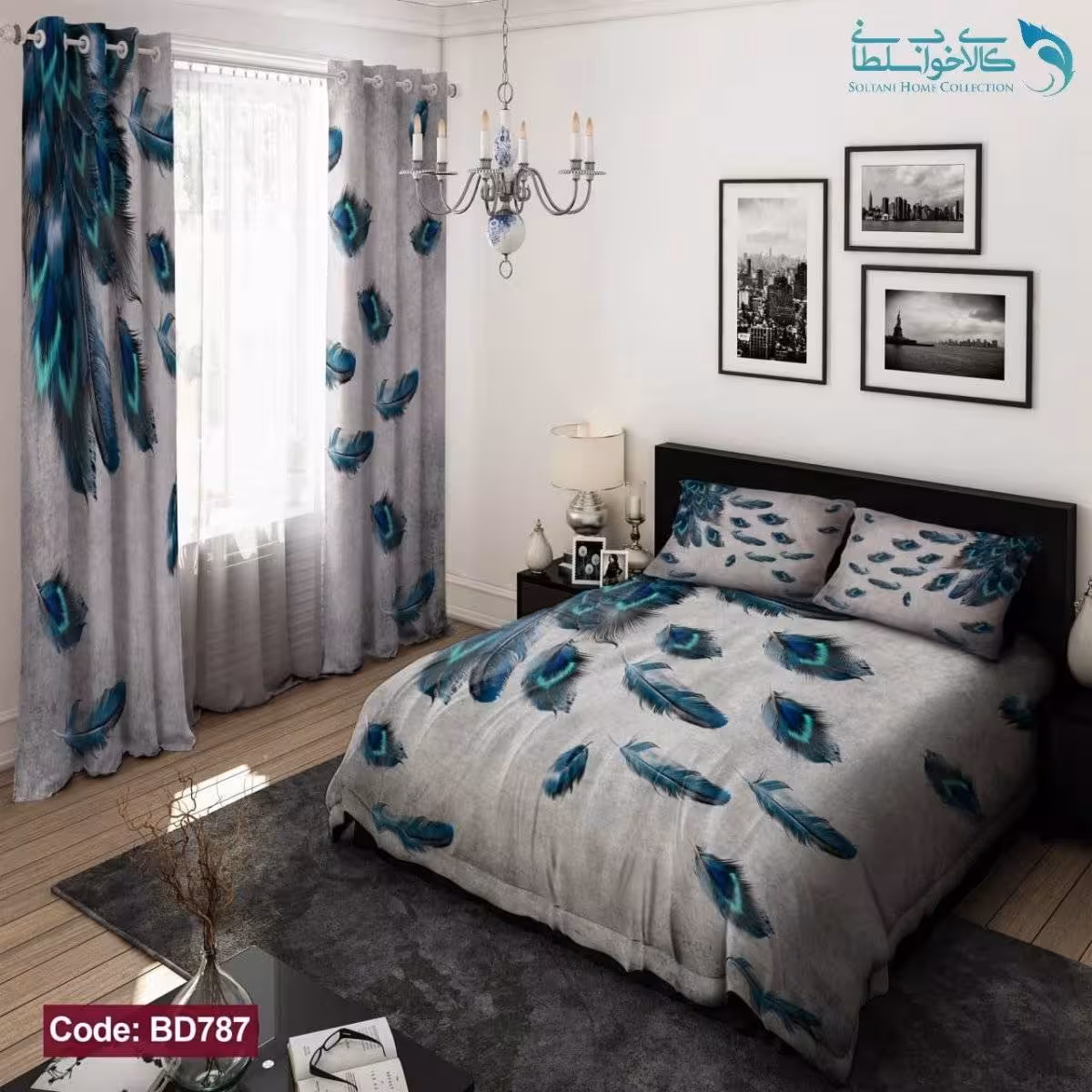 روتختی طرح پر آبی دو نفره کد BD787