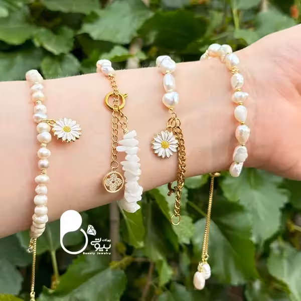 دستبند مرواریدی درجه یک (مروارید پرورشی)