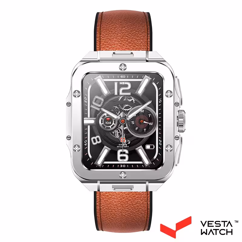 ساعت مچی هوشمند سوئیس میلیتاری SWISS MILITARY مدل SM-ALPS2-SLFRAME/BRLEATHERST