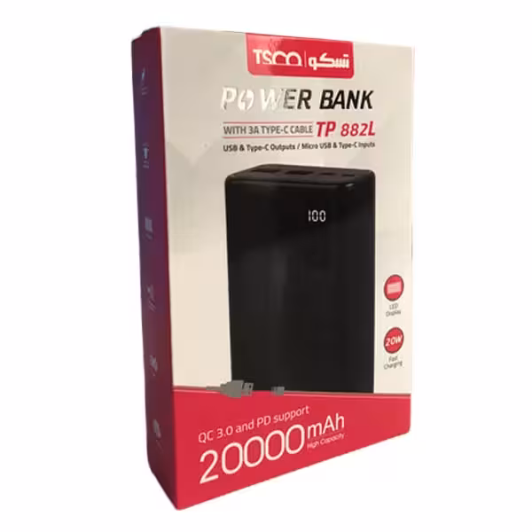 پاوربانک تسکو مدل TP882L ظرفیت 20000 میلی آمپر ساعت