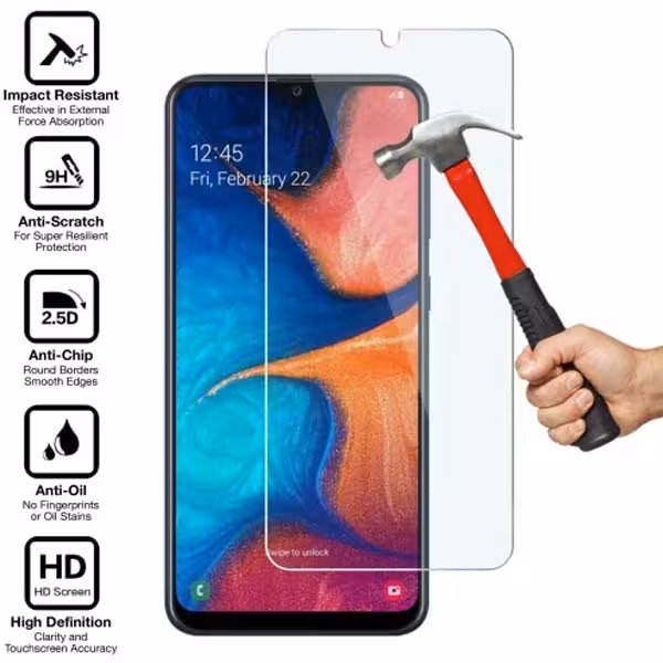 محافظ صفحه نمایش شیشه‌ای 414 گوشی موبایل سامسونگ A20