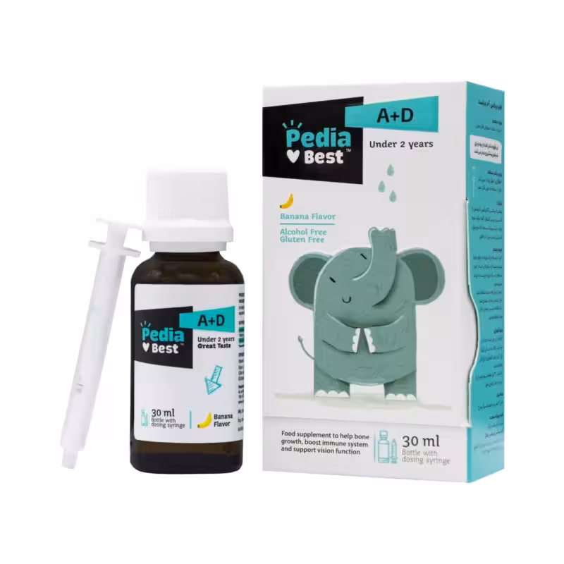 قطره ویتامین آ د با طعم موز 30 میلی لیتر پدیابست – سلامت استخوان و بینایی کودکان
