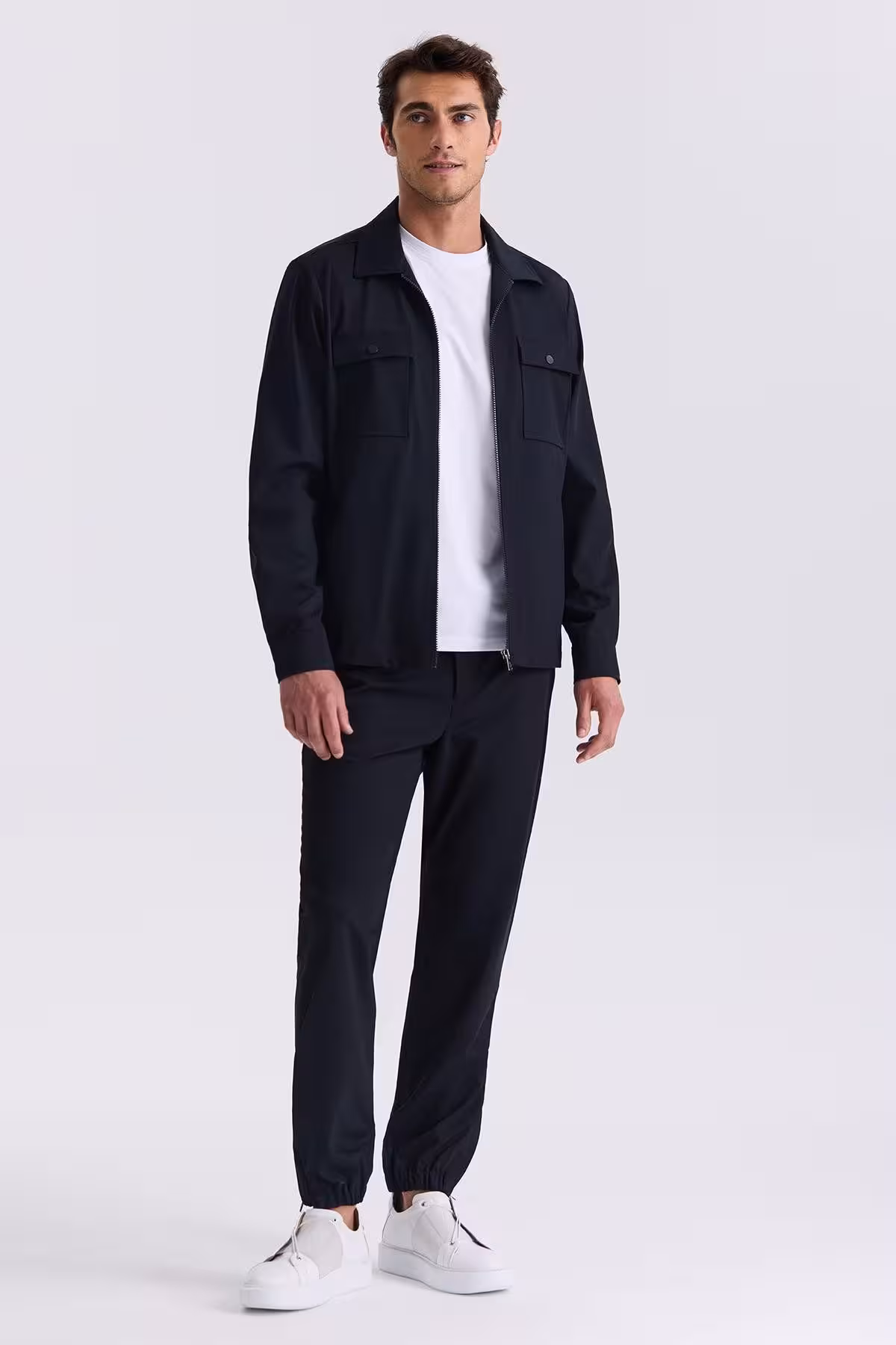 کت وشلوار مردانه و شلوار ورزشی یقه بربر FIT NAVY BLUE SLIM Jakamen