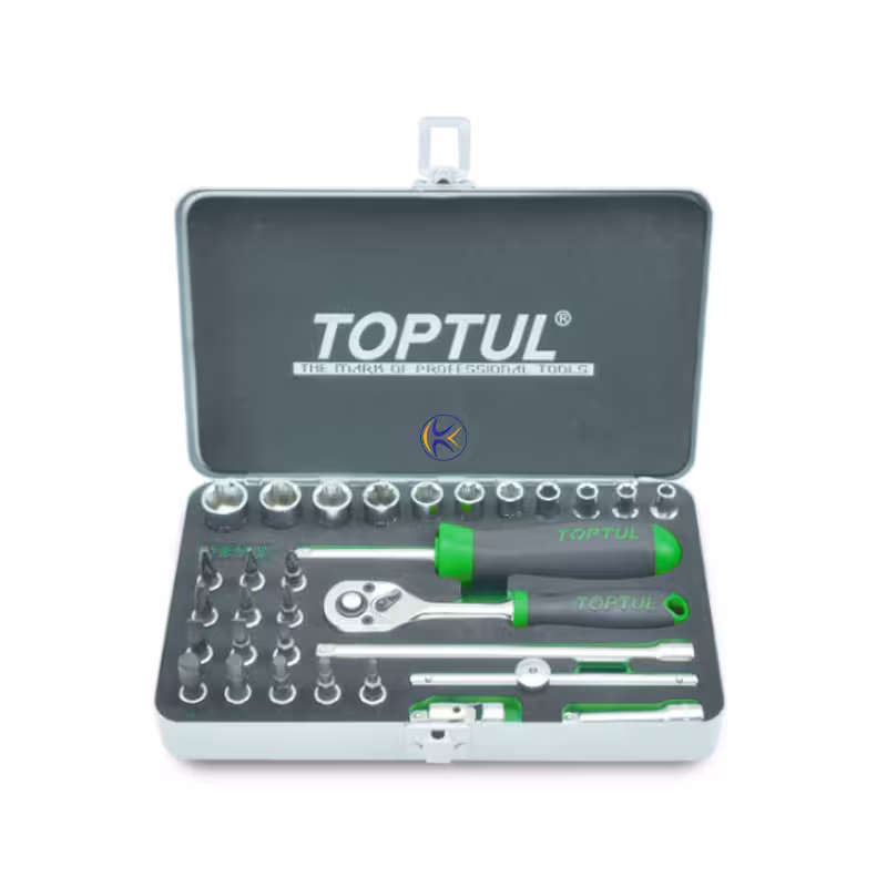 جعبه بکس31 پارچه 1/4 با بکس پیچ گوشتی دو سو و چهار سو مدل GCAD3102 تاپ تول TOPTUL