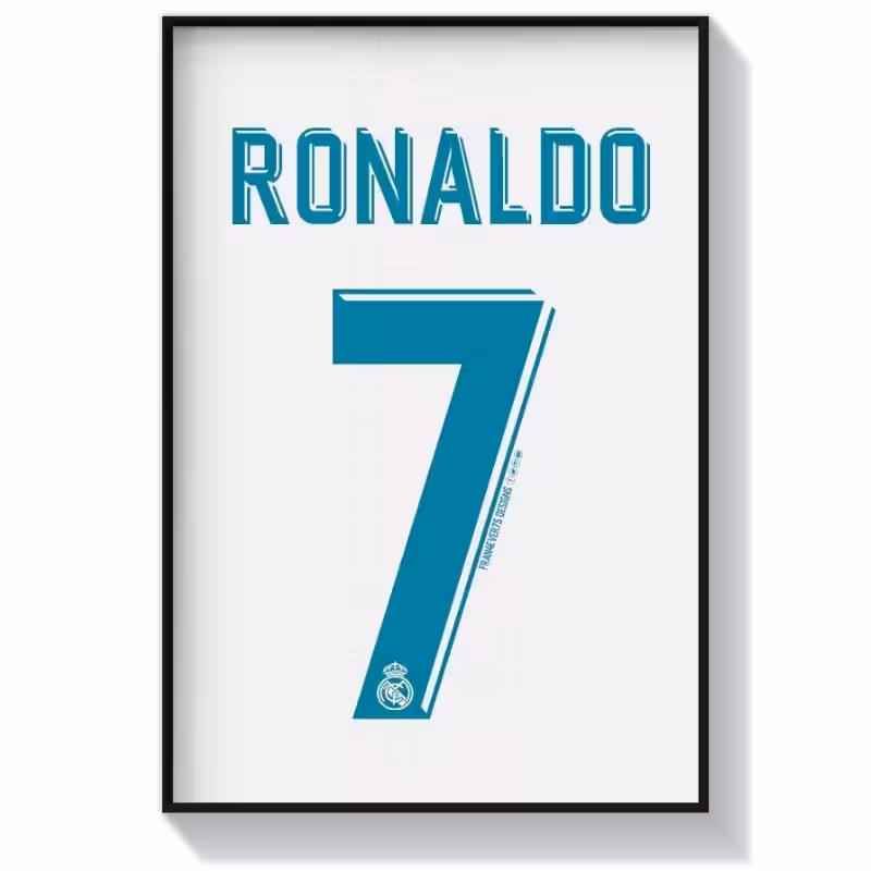 تابلو دکوراتیو ورزشی مدل پیراهن سفید رونالدو رئال مادرید