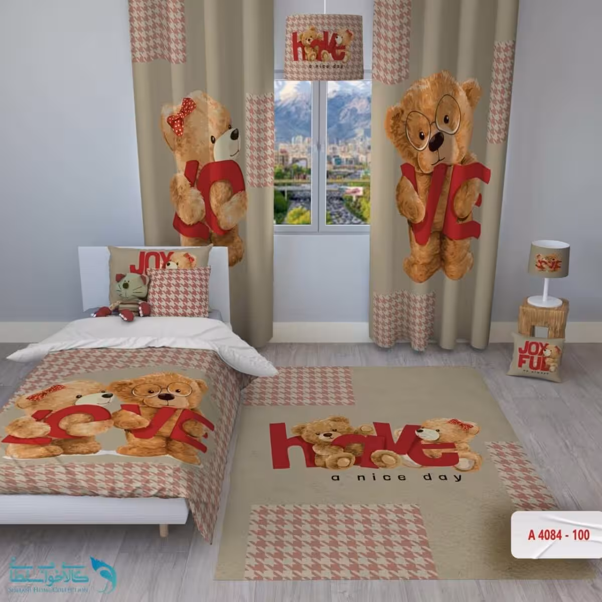 روتختی اتاق کودک طرح زوج تدی سایز یکنفره کد A4084