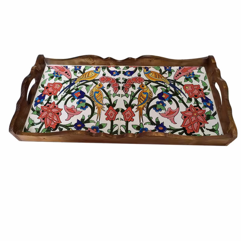 سینی چوبی طرح کاشی