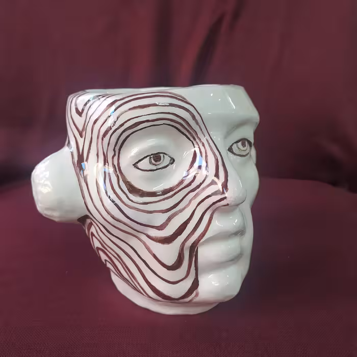 گلدان سرامیکی مدور قهوه ای